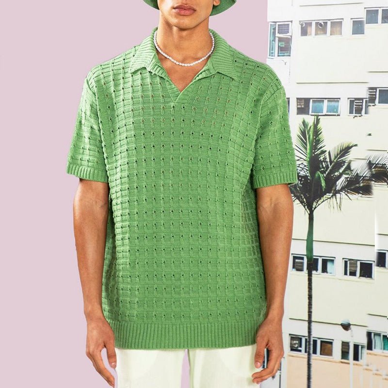 Pull décontracté à manches courtes en tricot pour homme - KaoKao