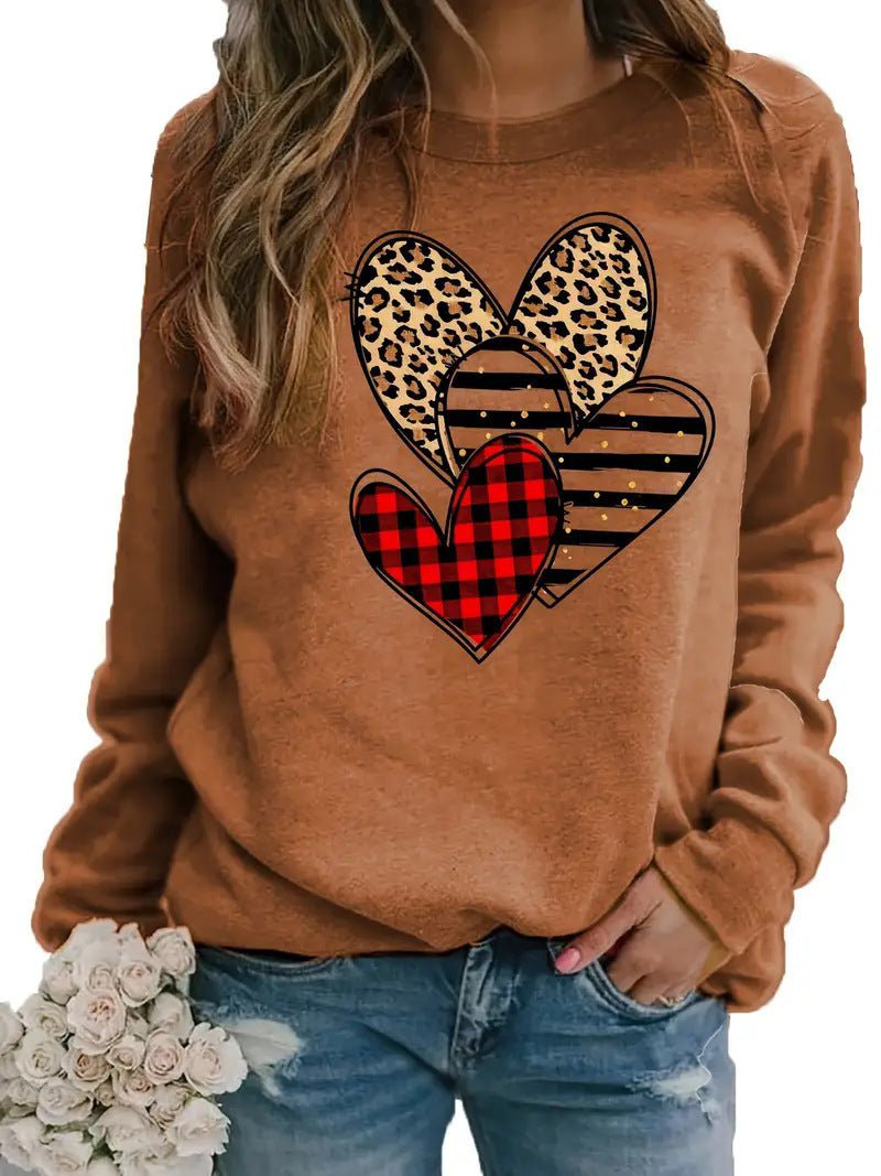 Pull ras du cou à manches longues imprimé pour femme - KaoKao