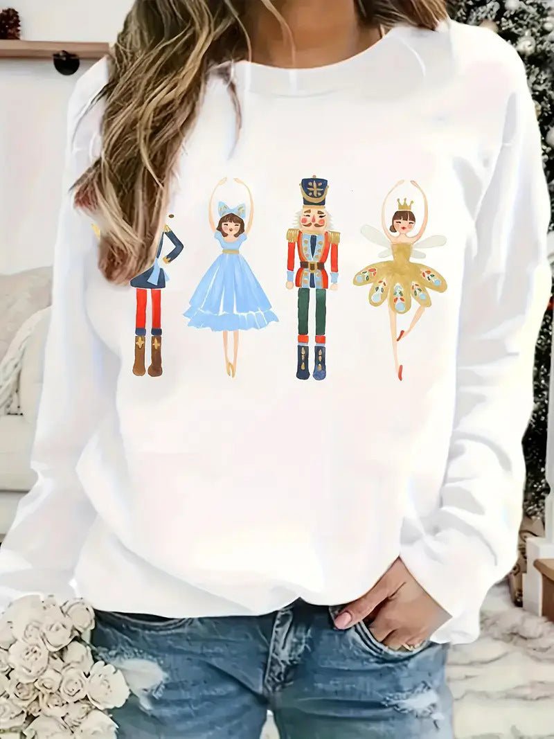 Pull ras du cou à manches longues imprimé pour femme - KaoKao