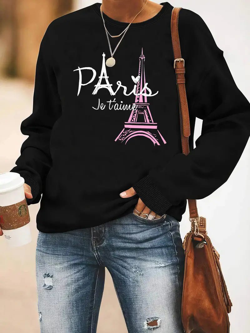 Pull ras du cou à manches longues imprimé pour femme - KaoKao