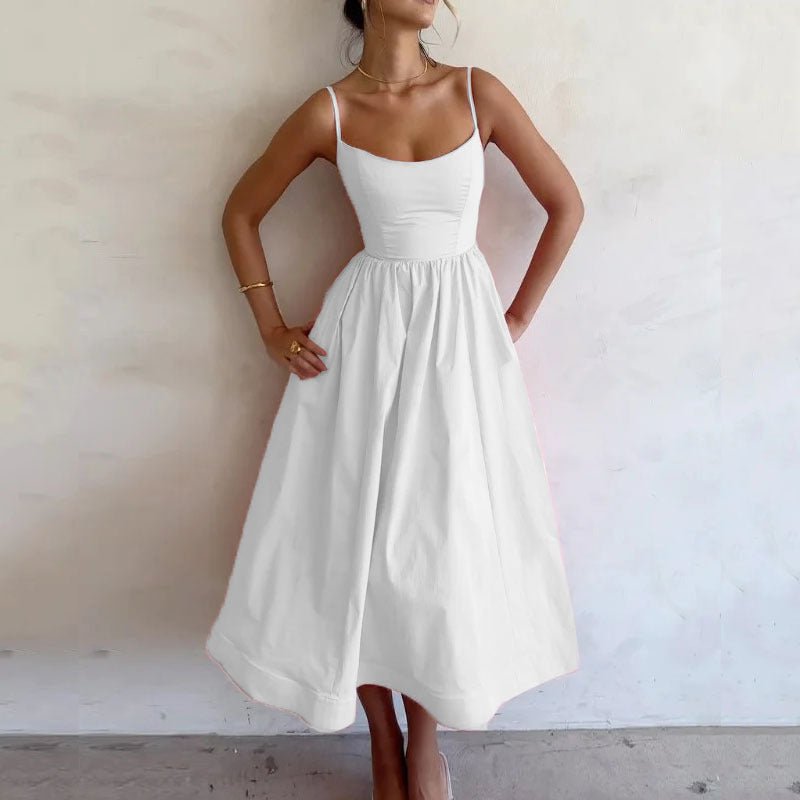 Robe à bretelles sexy et fraîche pour femme, couleur unie, imprimée - KaoKao