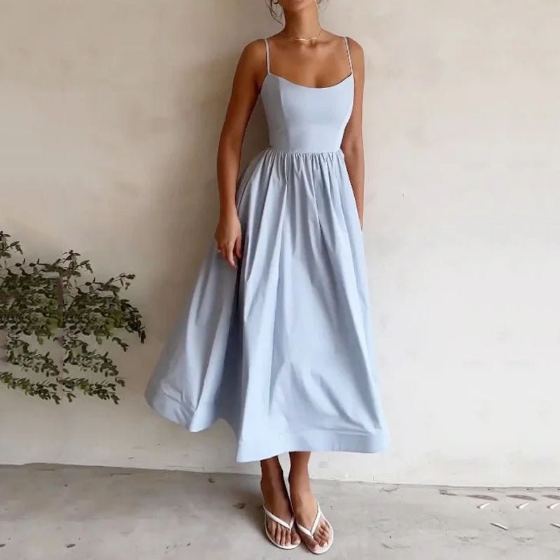 Robe à bretelles sexy et fraîche pour femme, couleur unie, imprimée - KaoKao