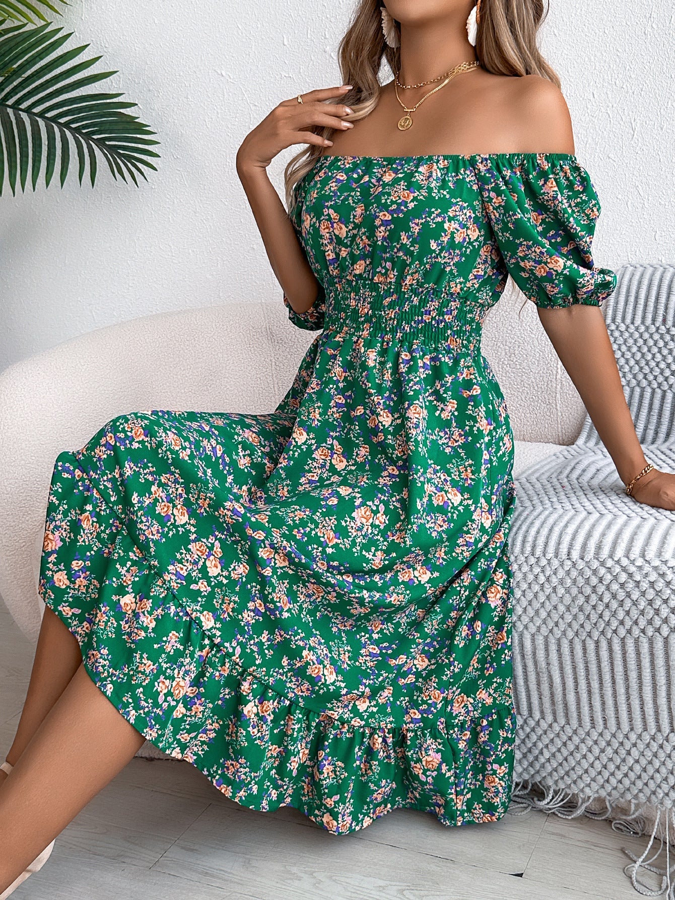 Robe à imprimé floral et col carré, mode estivale, volants, vêtements pour femmes - KaoKao