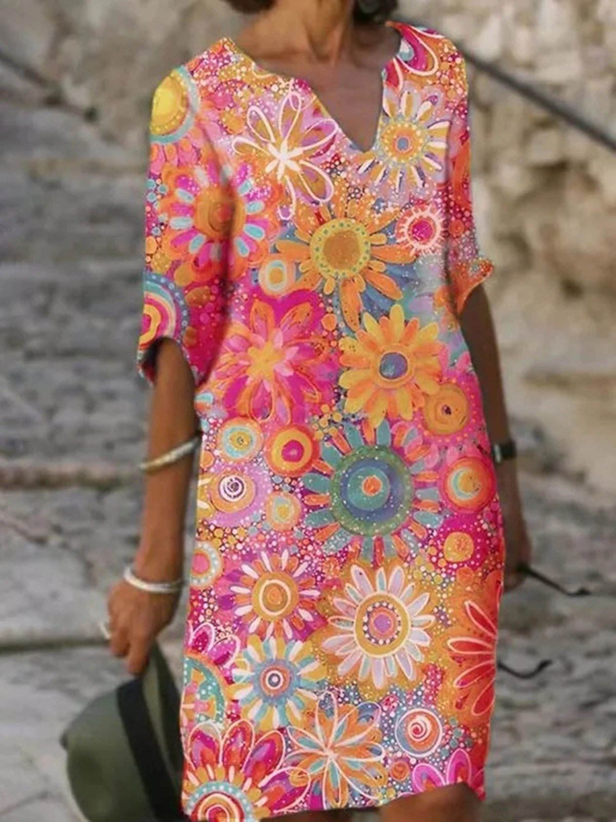 Robe à imprimé tendance bleu Temperament Hedging - KaoKao