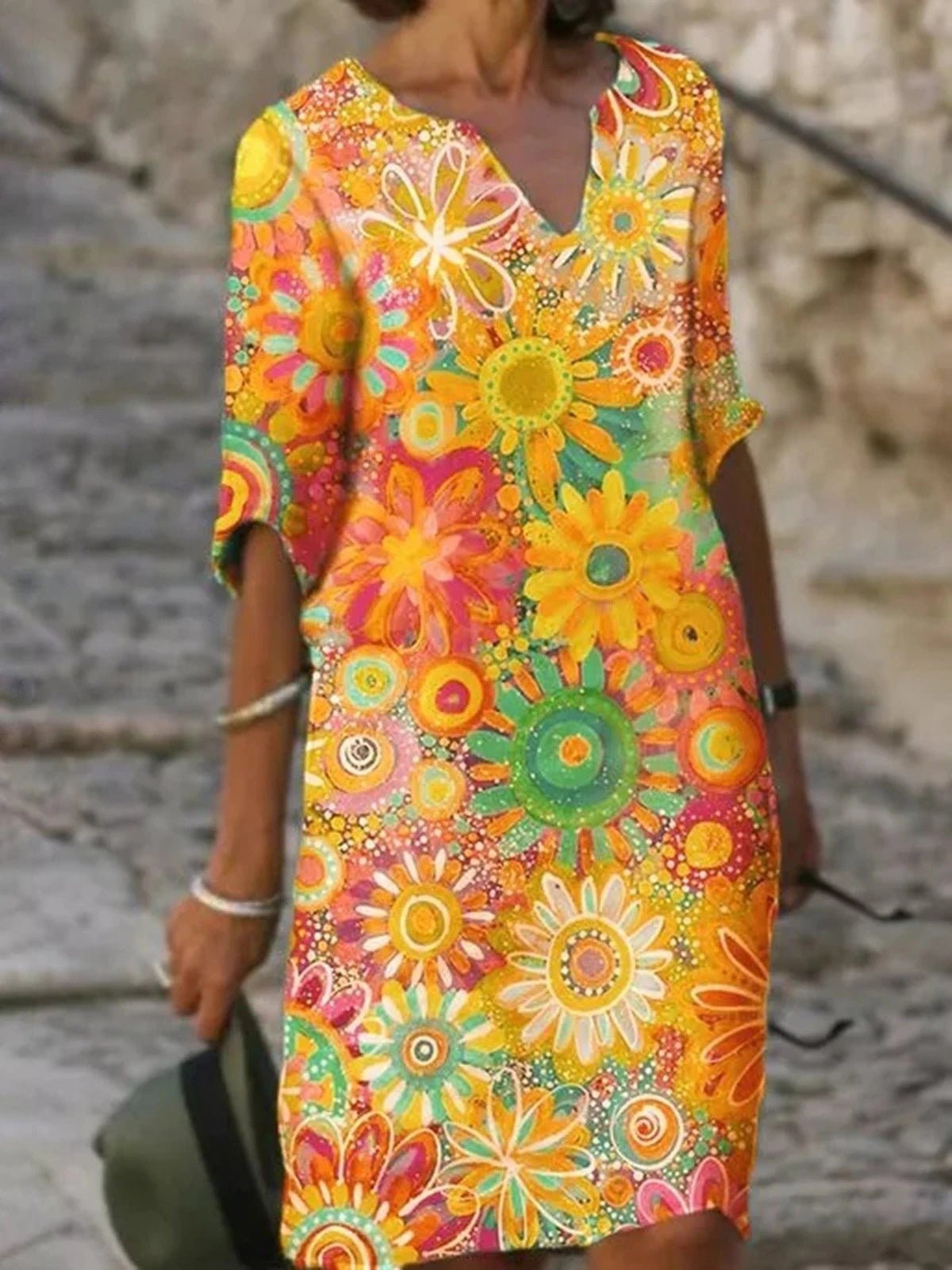 Robe à imprimé tendance bleu Temperament Hedging - KaoKao