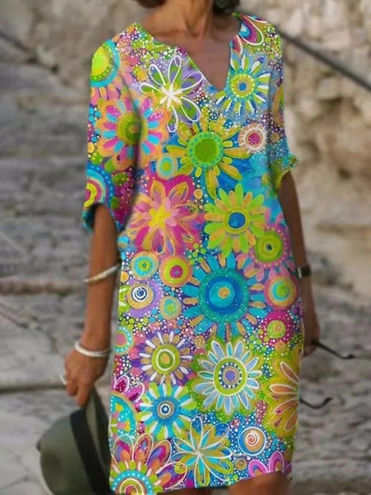 Robe à imprimé tendance bleu Temperament Hedging - KaoKao