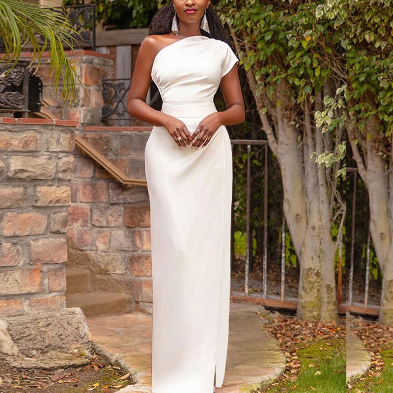 Robe asymétrique taille haute fendue sur le devant pour femme - KaoKao