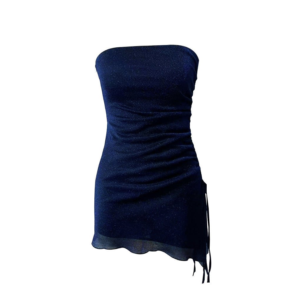 Robe courte bustier tube à cordon de serrage pour femme - KaoKao