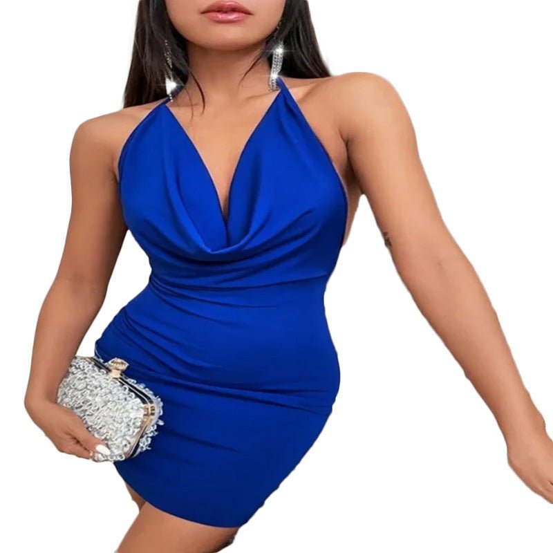 Robe d'été à col en V profond, dos nu, style licou, vêtements pour femmes - KaoKao