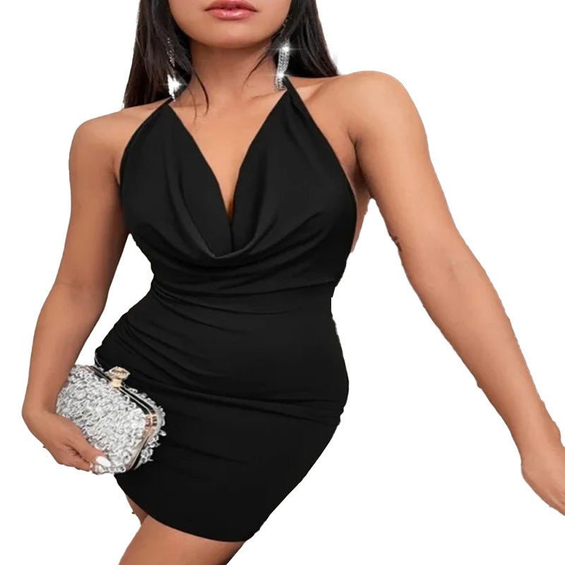 Robe d'été à col en V profond, dos nu, style licou, vêtements pour femmes - KaoKao