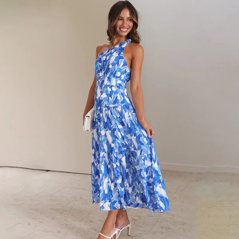Robe d'été à épaules dénudées et dos nu, imprimée, idéale pour les vacances - KaoKao