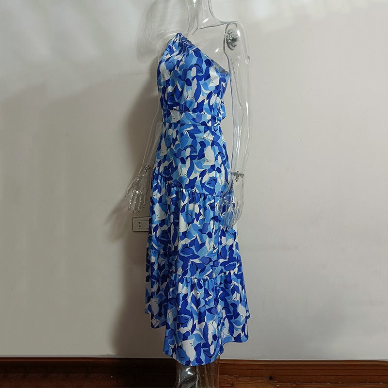 Robe d'été à épaules dénudées et dos nu, imprimée, idéale pour les vacances - KaoKao