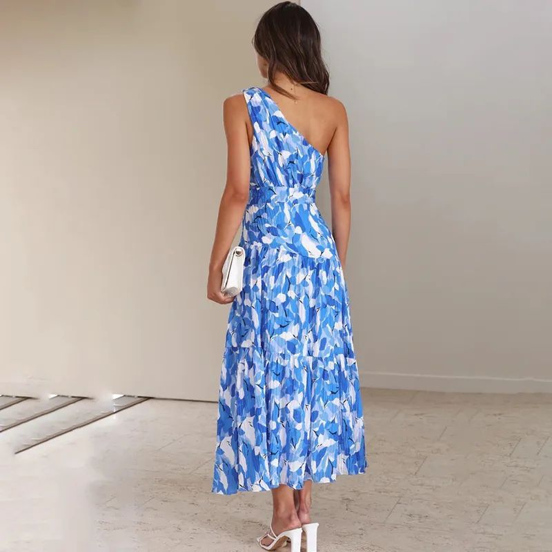 Robe d'été à épaules dénudées et dos nu, imprimée, idéale pour les vacances - KaoKao