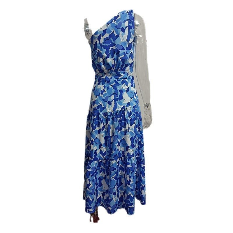 Robe d'été à épaules dénudées et dos nu, imprimée, idéale pour les vacances - KaoKao