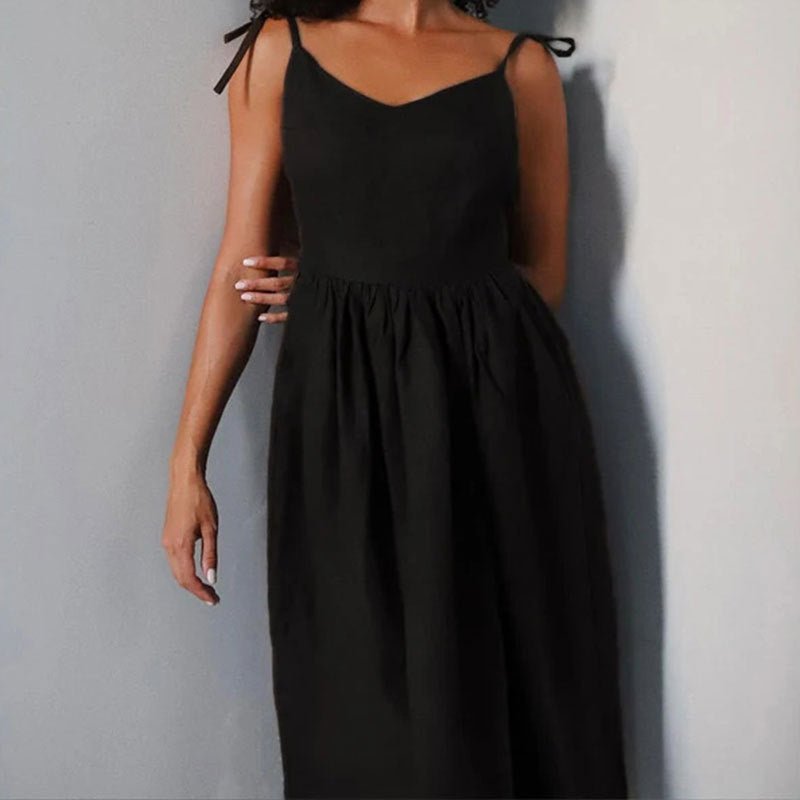 Robe d'été fendue à bretelles et col en V, dos nu, taille haute, longue, tendance, pour femmes - KaoKao