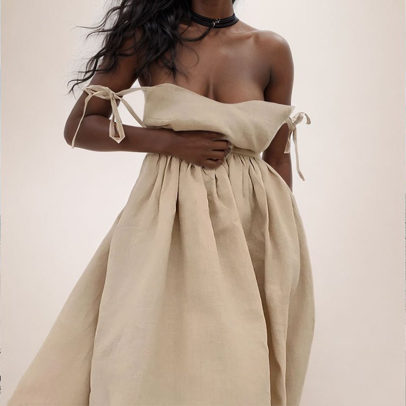 Robe d'été fendue à bretelles et col en V, dos nu, taille haute, longue, tendance, pour femmes - KaoKao