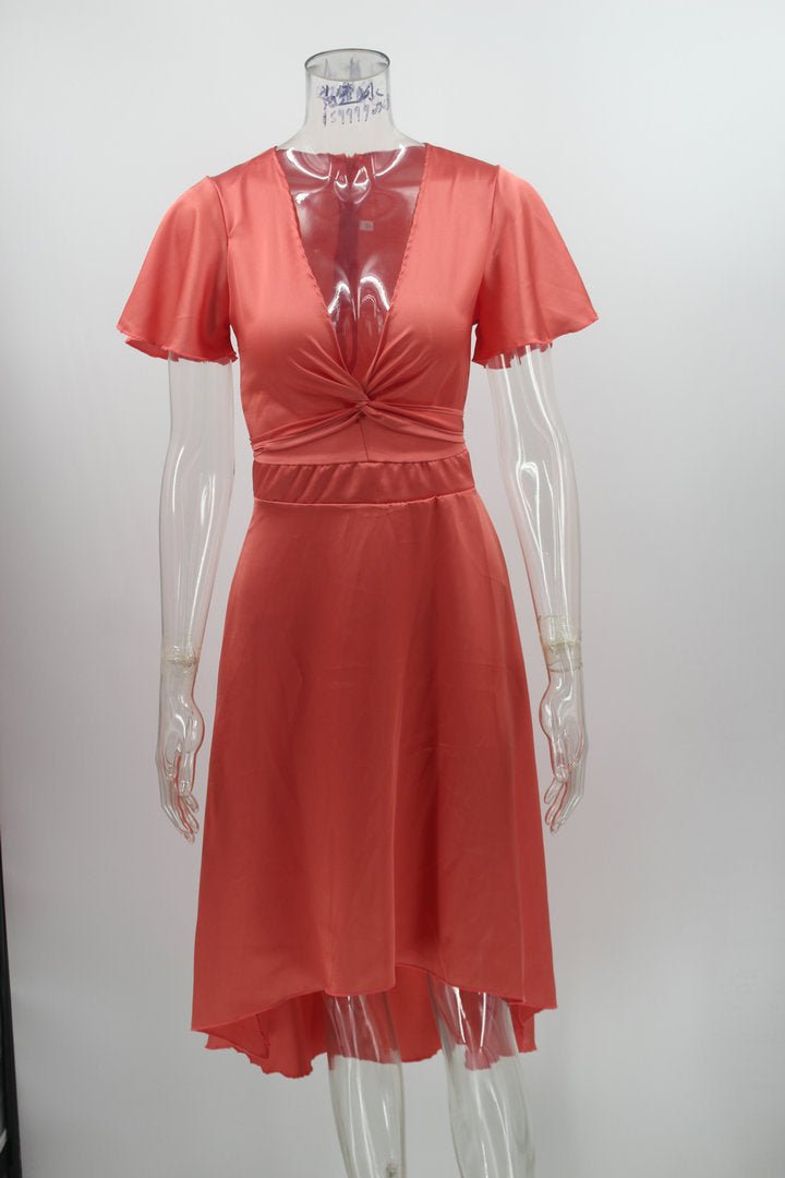 Robe d'été irrégulière à col en V pour femme - KaoKao