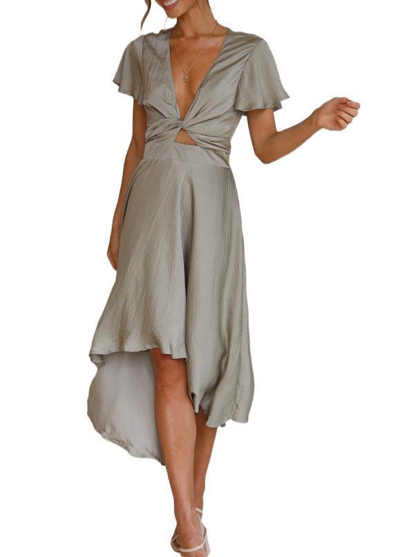 Robe d'été irrégulière à col en V pour femme - KaoKao