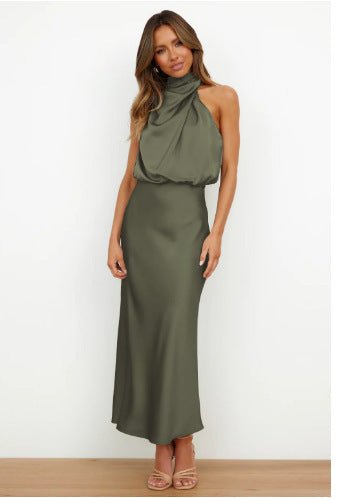 Robe élégante en satin de haute qualité de couleur unie pour femme - KaoKao