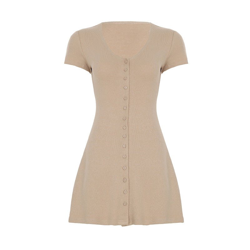 Robe en tricot à boutonnage bas style fille romantique française - KaoKao