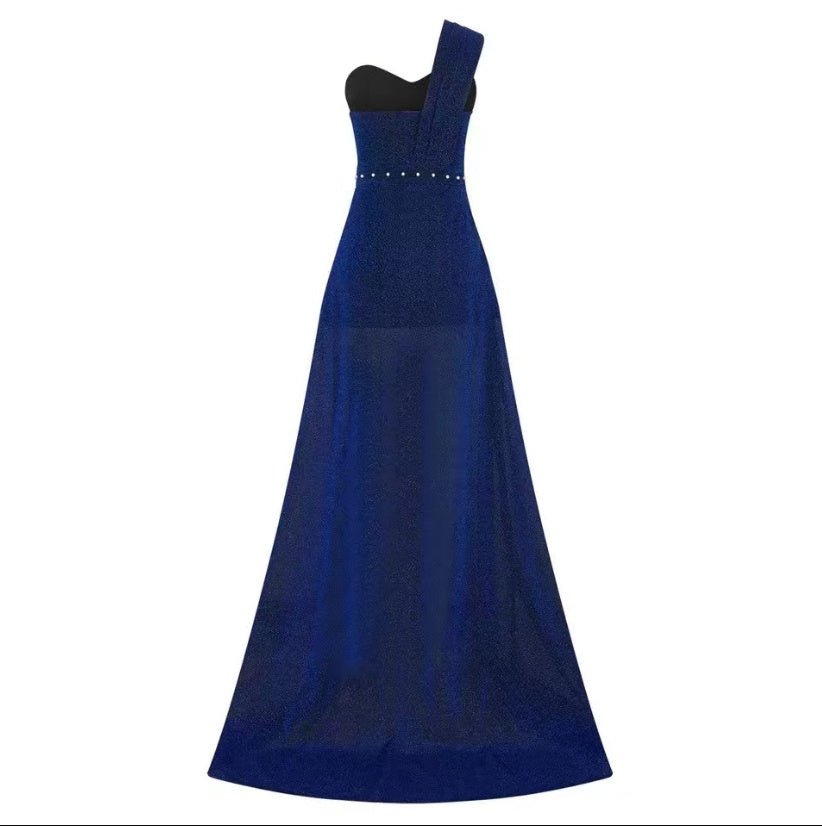 Robe fendue bronze sans manches à une épaule pour femme - KaoKao