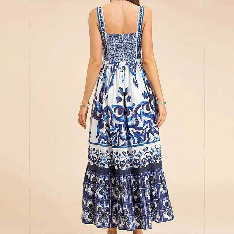 Robe imprimée sans manches, tendance, taille spaghetti, ourlet large, pour femme - KaoKao