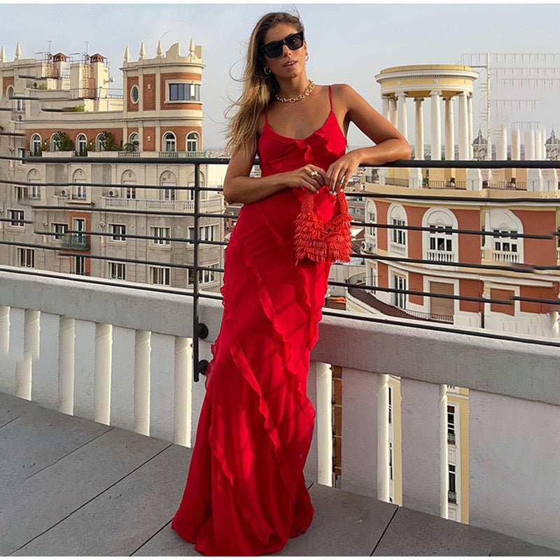 Robe longue en mousseline avec bretelles - KaoKao