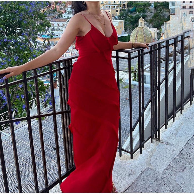 Robe longue en mousseline avec bretelles - KaoKao