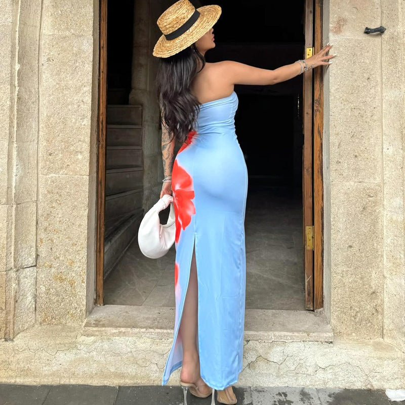 Robe longue fendue et moulante pour femme, tenue d'été sexy, idéale pour les fêtes ou la plage - KaoKao