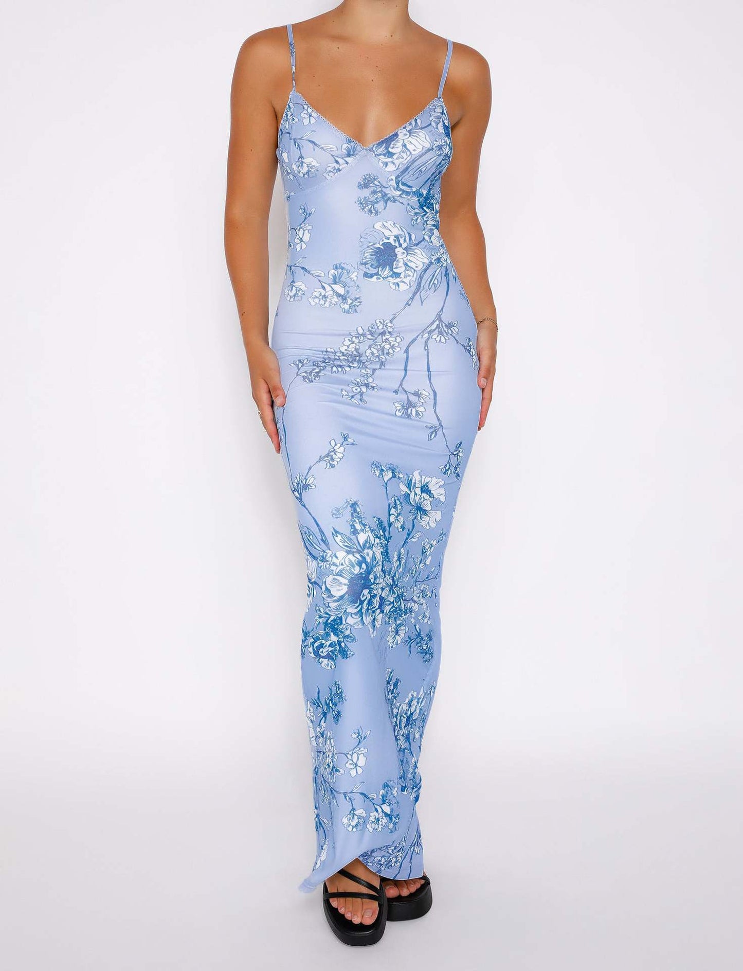 Robe nuisette à imprimé floral Y2K pour femme, jupe à bretelles d'été, robe longue de plage, vacances - KaoKao