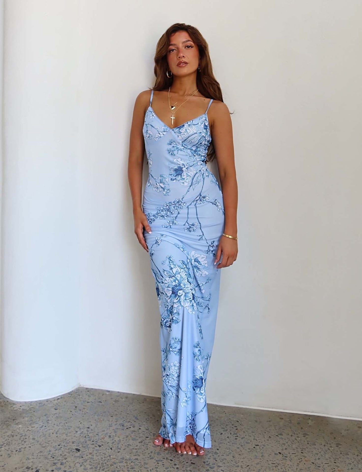 Robe nuisette à imprimé floral Y2K pour femme, jupe à bretelles d'été, robe longue de plage, vacances - KaoKao