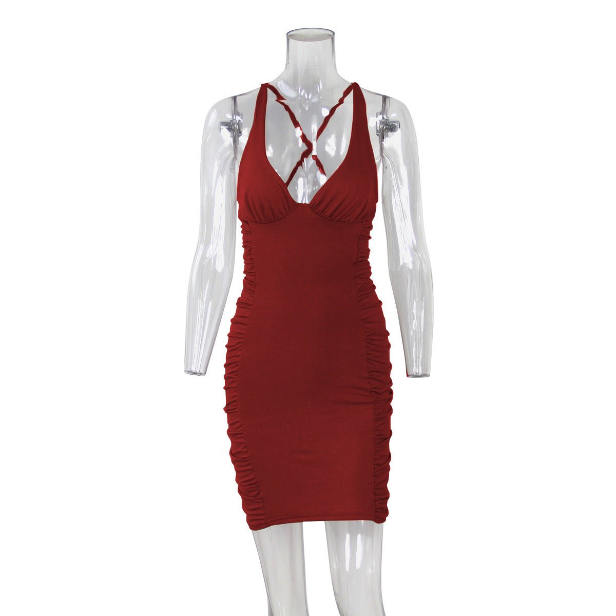 Robe sexy à bretelles et décolleté en V profond, tenue courte et dos nu, tendance, pour femme, été - KaoKao