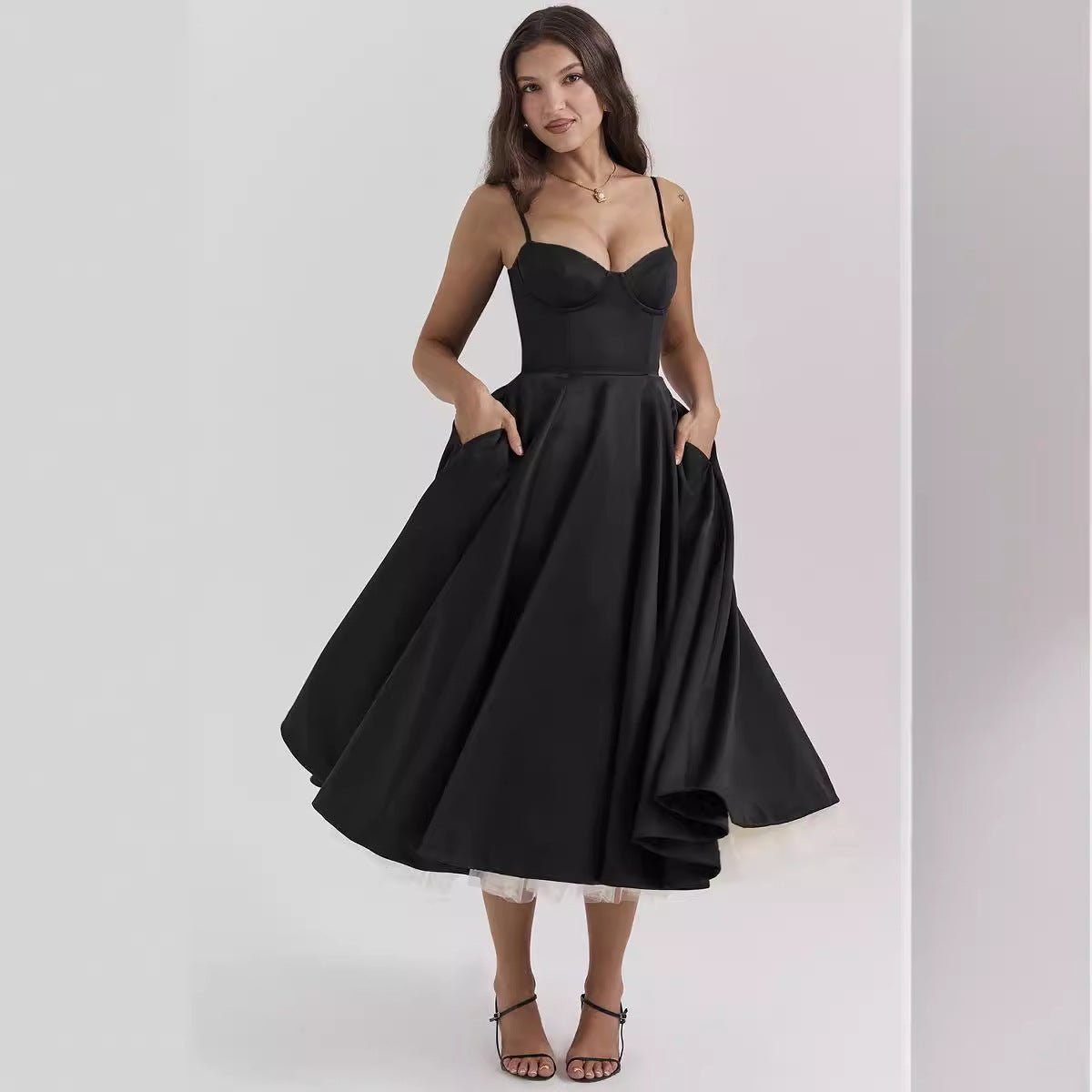 Robe trapèze à double épaisseur en maille française - KaoKao