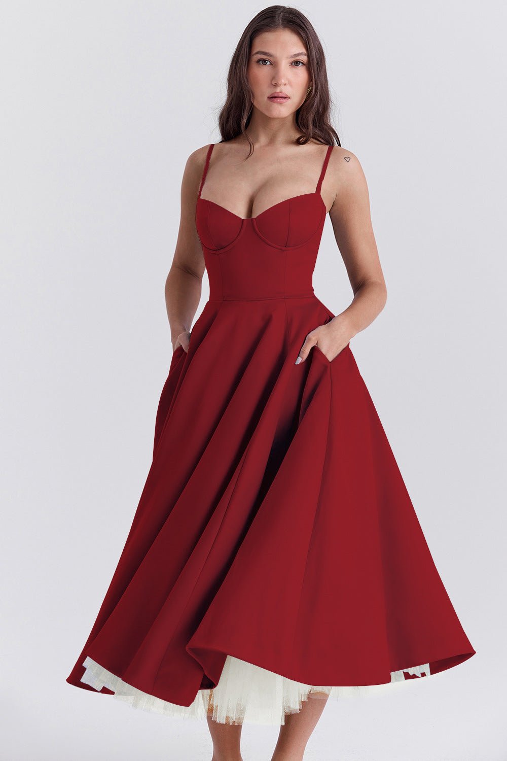 Robe trapèze à double épaisseur en maille française - KaoKao