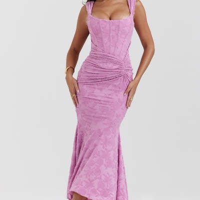 Robe tube tendance à col dénudé et coutures sur les hanches - KaoKao
