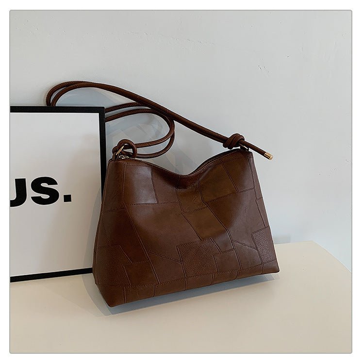 Sac fourre - tout décontracté à bandoulière unique, style rétro, grande capacité, tendance, couleur unie - KaoKao