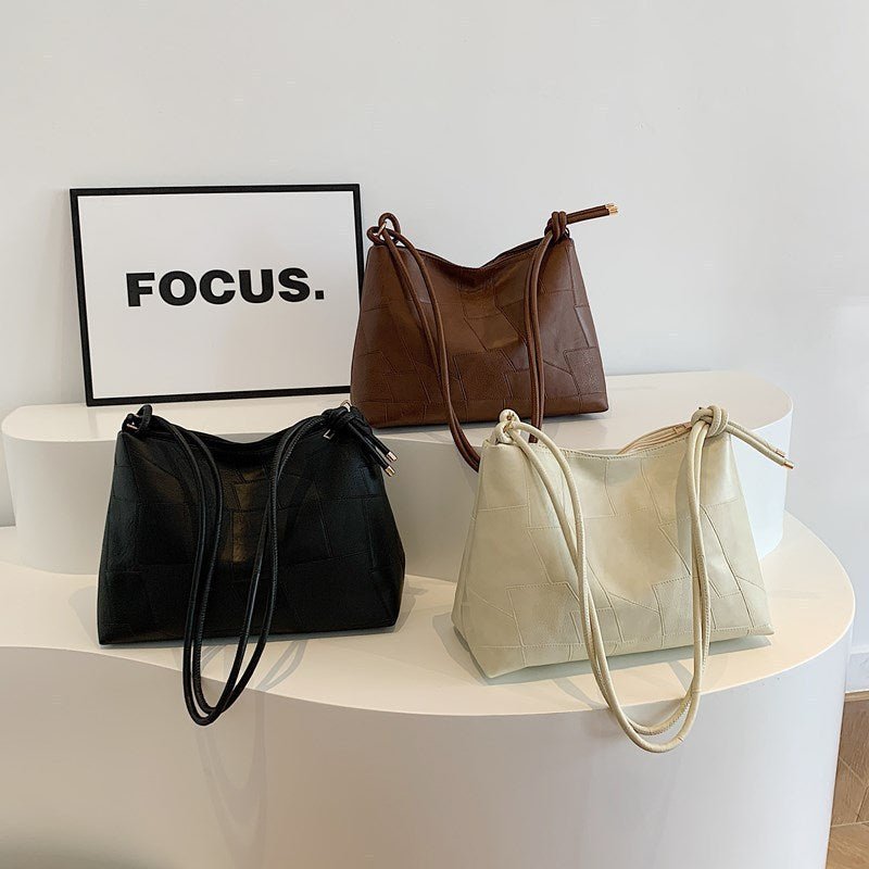 Sac fourre - tout décontracté à bandoulière unique, style rétro, grande capacité, tendance, couleur unie - KaoKao