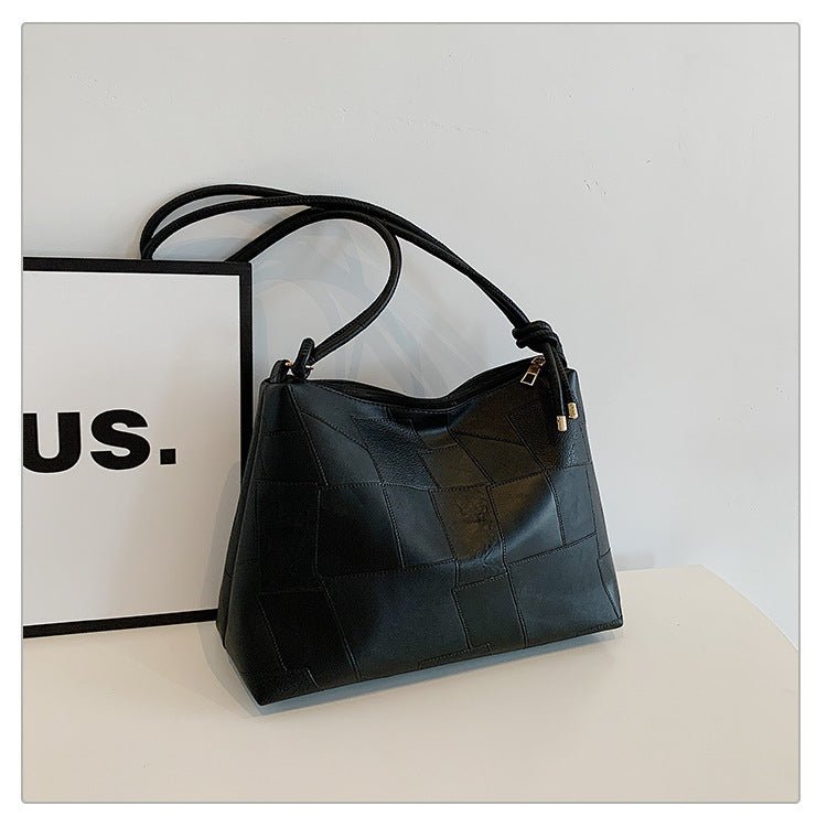 Sac fourre - tout décontracté à bandoulière unique, style rétro, grande capacité, tendance, couleur unie - KaoKao