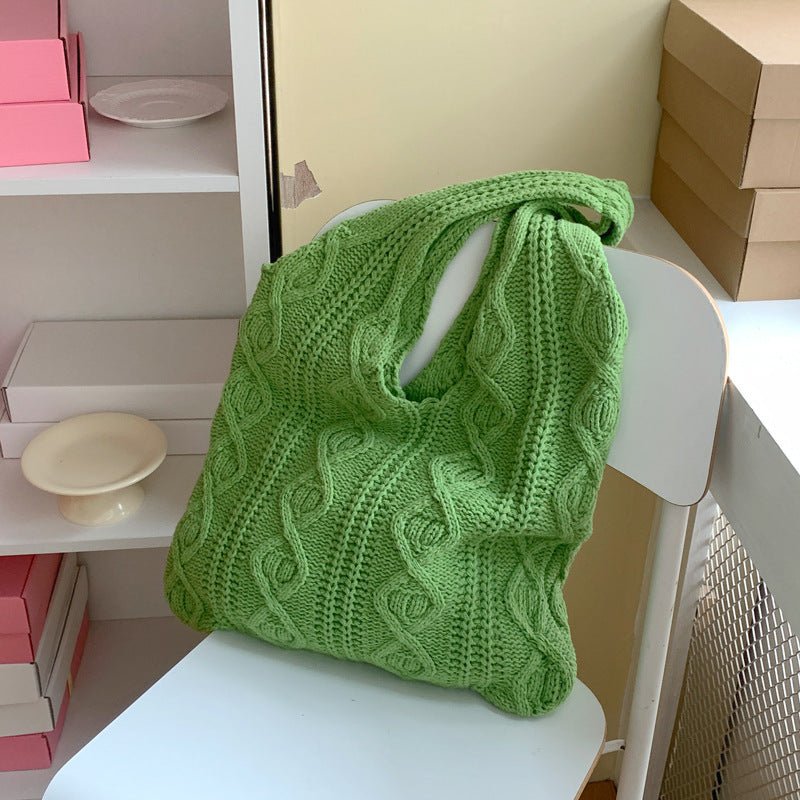 Sac fourre - tout portable en laine tricotée creuse rétro - KaoKao