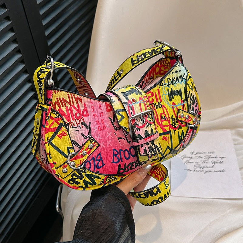 Sac messager à bandoulière tendance avec lettres sous les bras - KaoKao