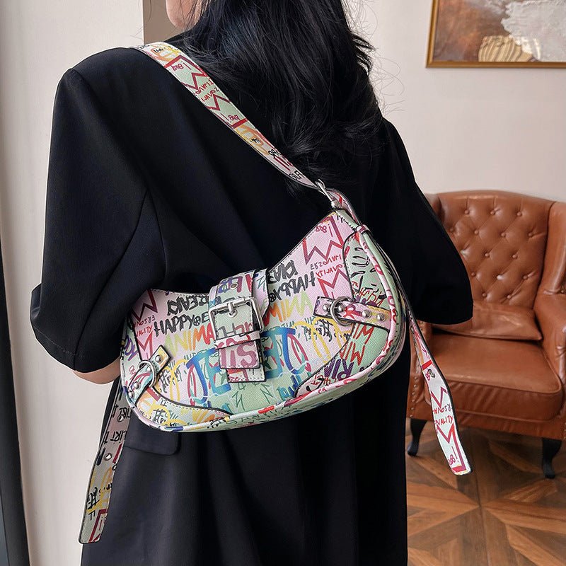 Sac messager à bandoulière tendance avec lettres sous les bras - KaoKao