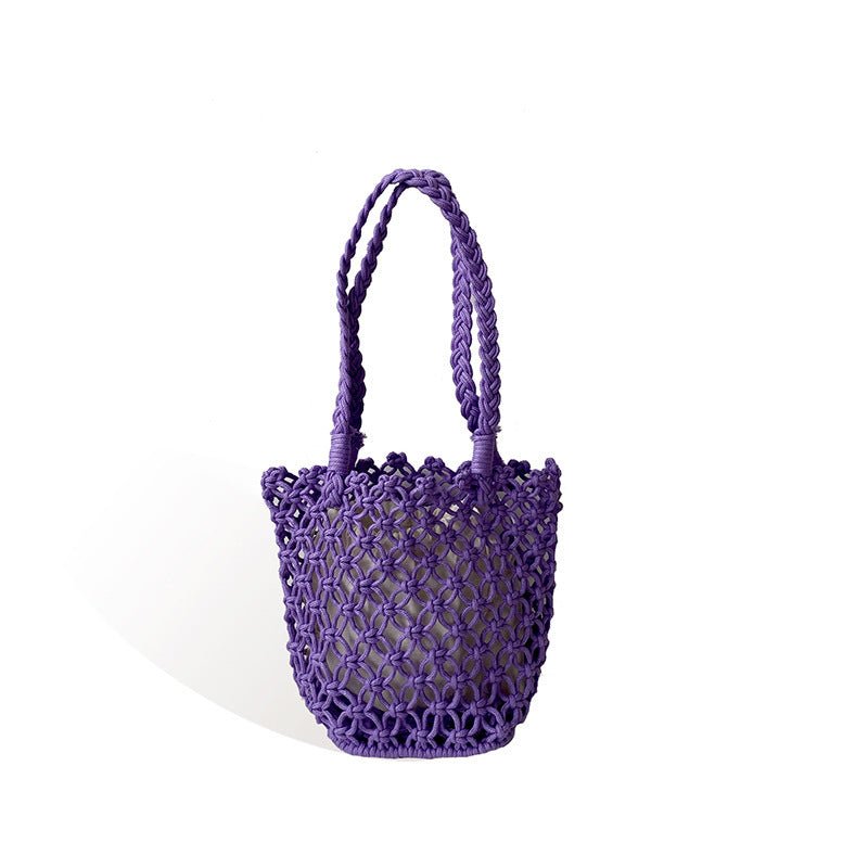 Sac seau rétro en paille tissée décontractée pour les vacances - KaoKao