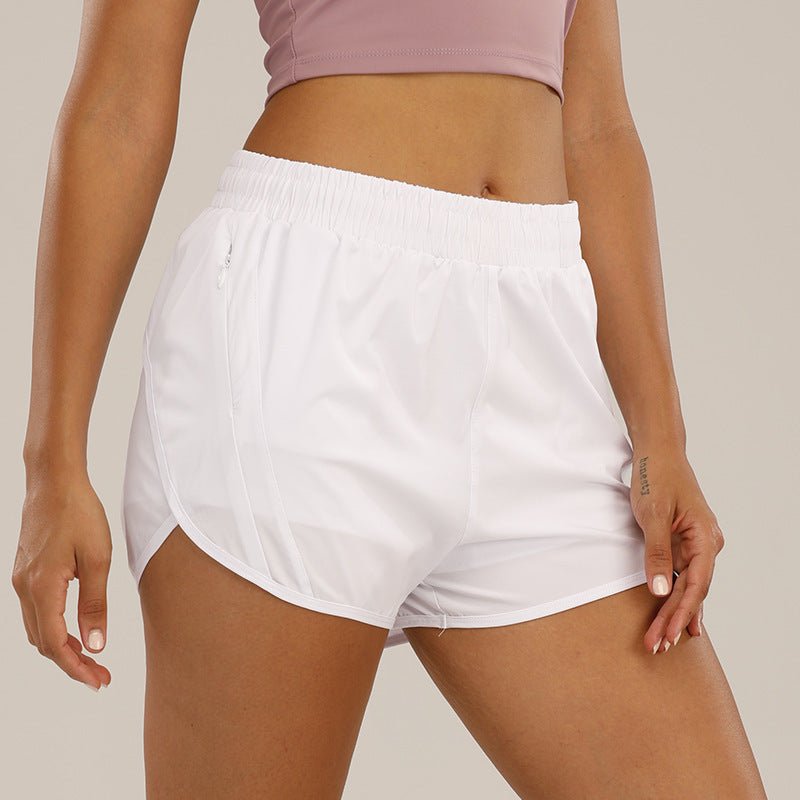 Short de sport d'été avec poches zippées, respirant, ample, anti - exposition, pour course à pied, fitness, vêtements pour femmes - KaoKao