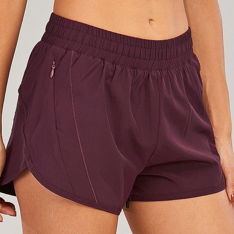 Short de sport d'été avec poches zippées, respirant, ample, anti - exposition, pour course à pied, fitness, vêtements pour femmes - KaoKao