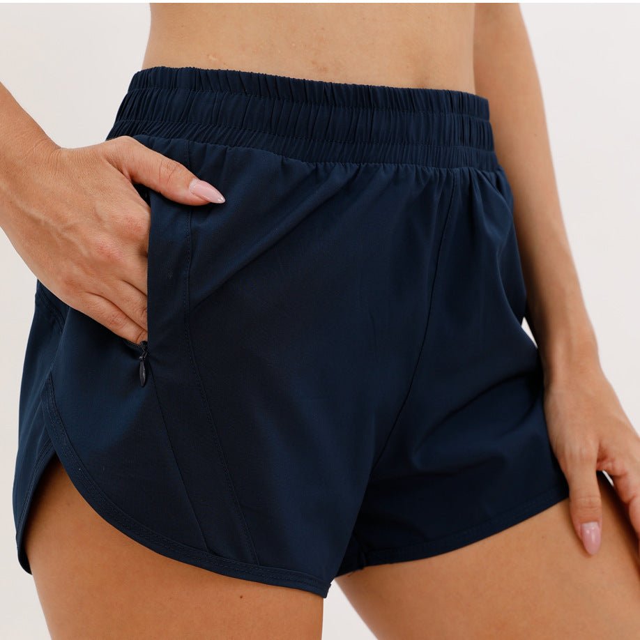 Short de sport d'été avec poches zippées, respirant, ample, anti - exposition, pour course à pied, fitness, vêtements pour femmes - KaoKao