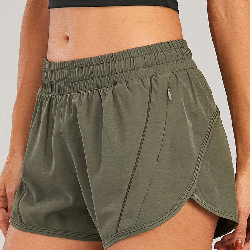 Short de sport d'été avec poches zippées, respirant, ample, anti - exposition, pour course à pied, fitness, vêtements pour femmes - KaoKao