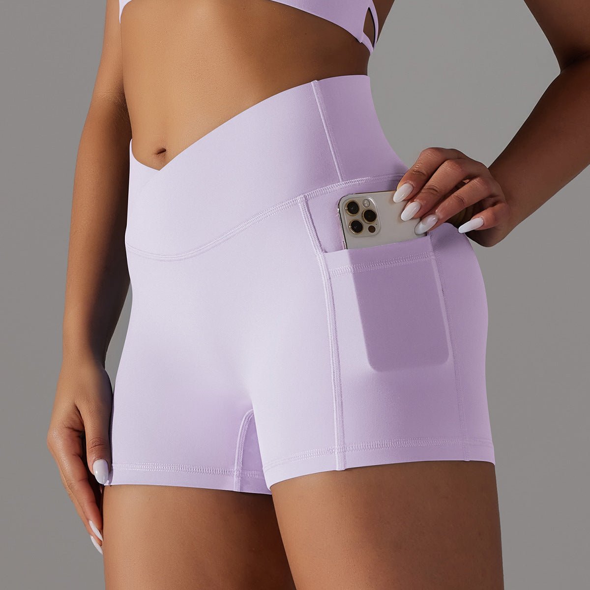Short de yoga avec poche pour téléphone, pantalon de sport et de fitness pour femmes - KaoKao