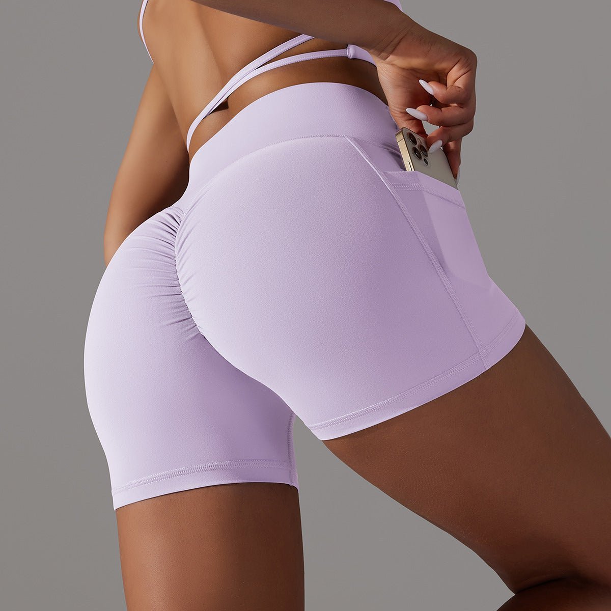 Short de yoga avec poche pour téléphone, pantalon de sport et de fitness pour femmes - KaoKao