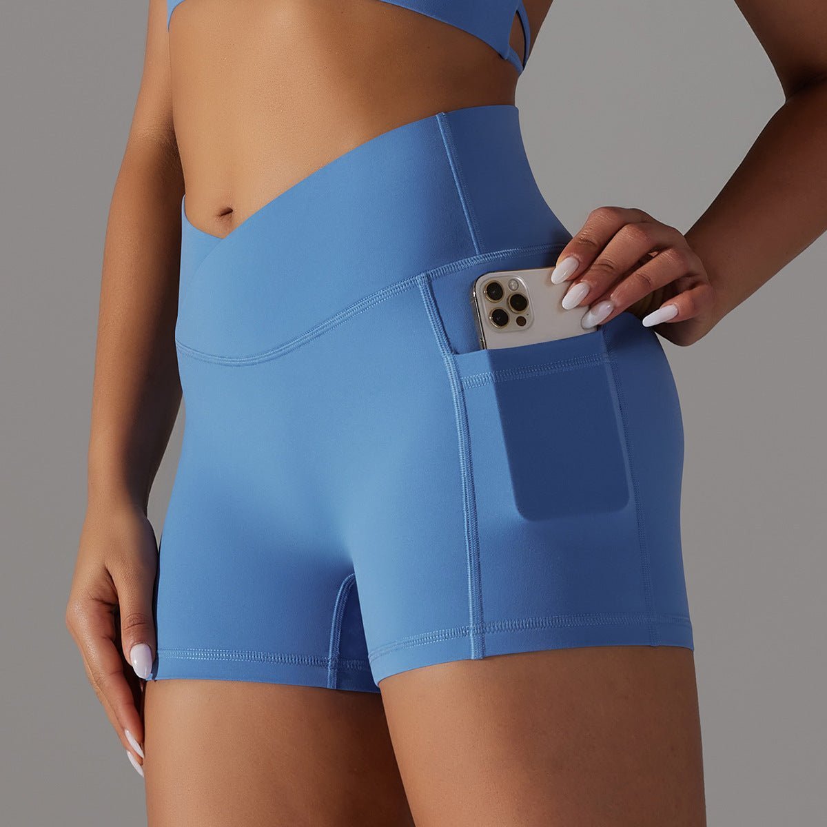 Short de yoga avec poche pour téléphone, pantalon de sport et de fitness pour femmes - KaoKao
