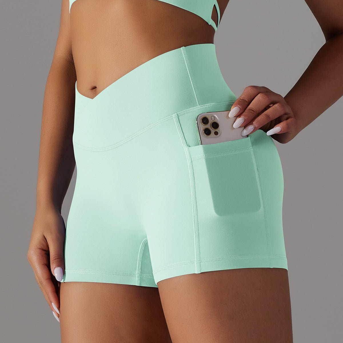 Short de yoga avec poche pour téléphone, pantalon de sport et de fitness pour femmes - KaoKao